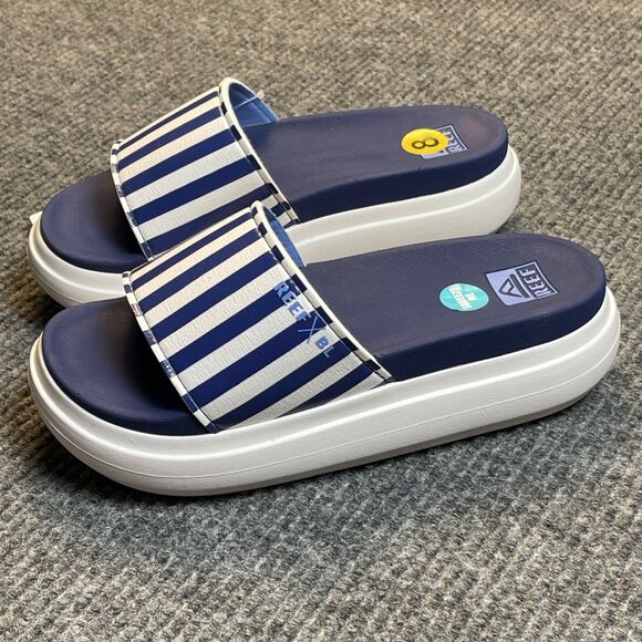 Reef Cushion Bondi Bay Women 8 Platform Slide Sandals Bluestone Lane Blue NEW - Picture 6 of 9
